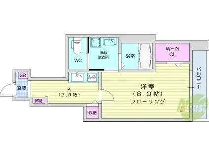 グリシーヌ(1K/1階)の間取り写真