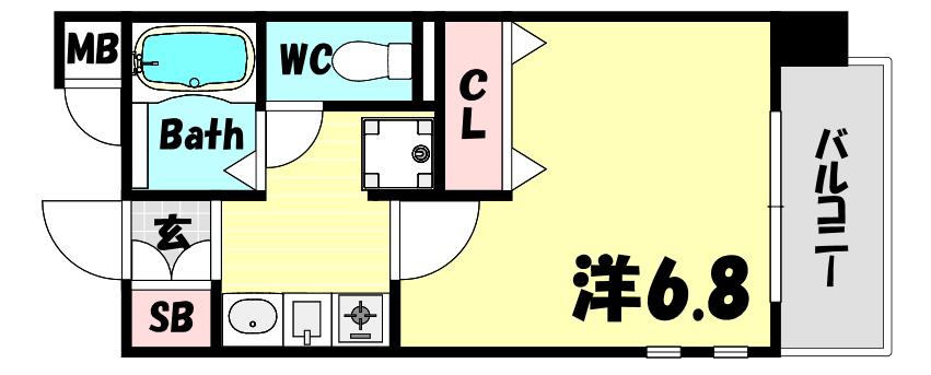 プレサンス神戸駅前(1K/6階)の間取り写真
