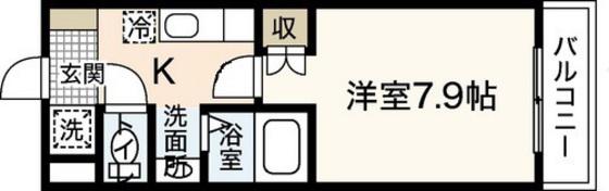 サンリバー可部(1K/3階)の間取り写真