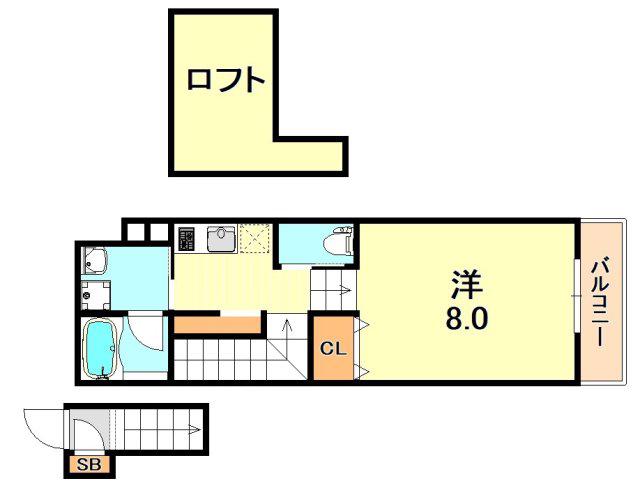 ワコーレヴィアーノ垂水山手III(1K/2階)の間取り写真