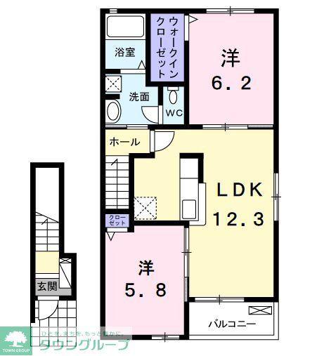 クオーレB(2LDK/2階)の間取り写真