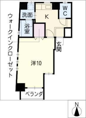 サンハイム東山(1K/4階)の間取り写真