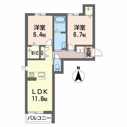 ドゥーズ(2LDK/1階)の間取り写真
