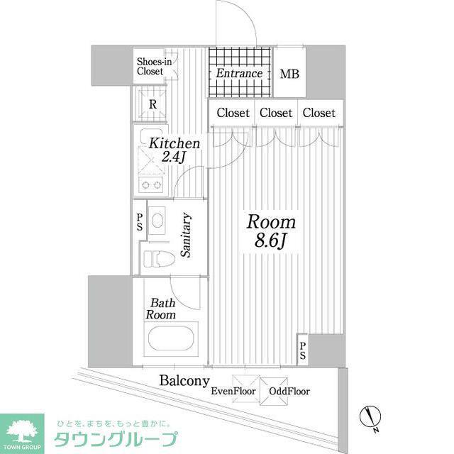 コートヒルズ広尾南(1K/3階)の間取り写真