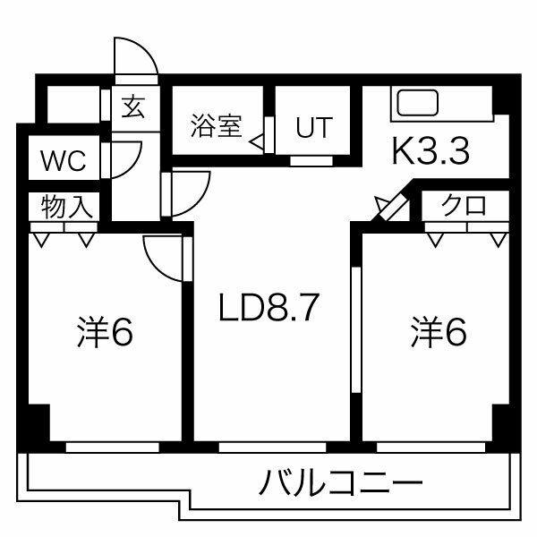 ホークフェザータワー(2LDK/4階)の間取り写真