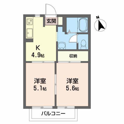 ディアスFR A(2K/1階)の間取り写真