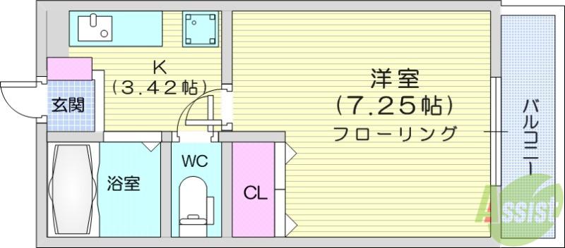 417ハイツ(1K/2階)の間取り写真