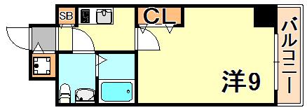 S-RESIDENCE神戸磯上通(1K/13階)の間取り写真