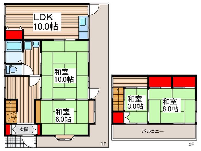 間下ハイツ(4LDK/1階)の間取り写真