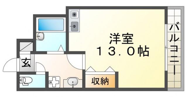 シャトレ豊津II(1K/1階)の間取り写真