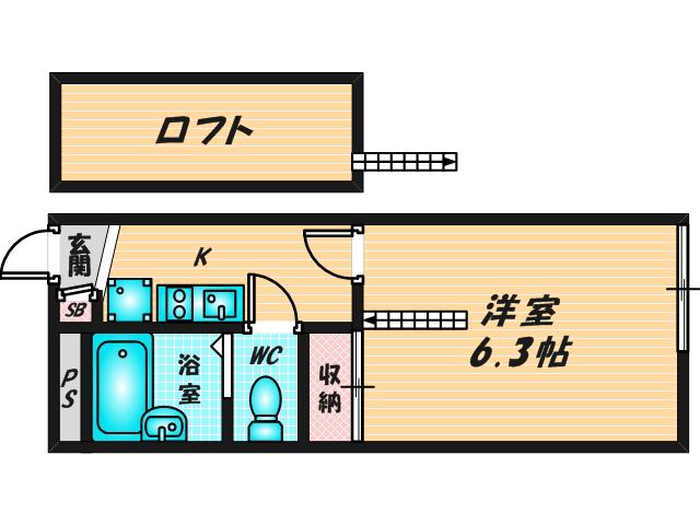 レオパレスプロスパ(1K/1階)の間取り写真