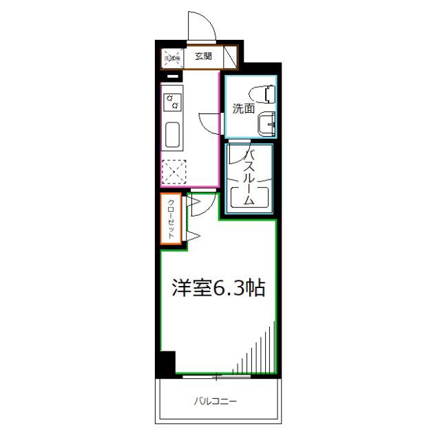カリーノ西国分寺(1K/3階)の間取り写真
