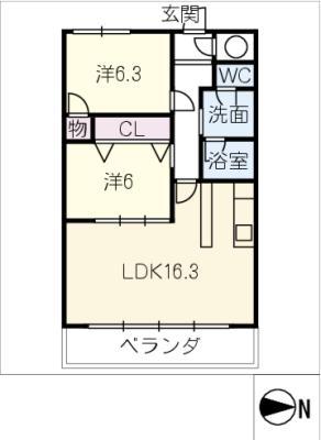 MKタウン江場A(2LDK/6階)の間取り写真