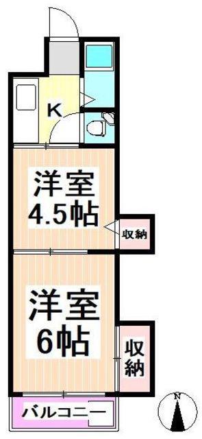 花月マンション(2K/4階)の間取り写真