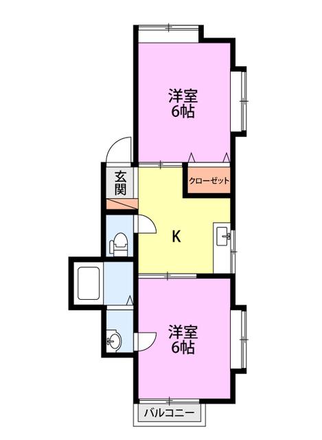 コスモビレッジ松浜新町(2DK/2階)の間取り写真