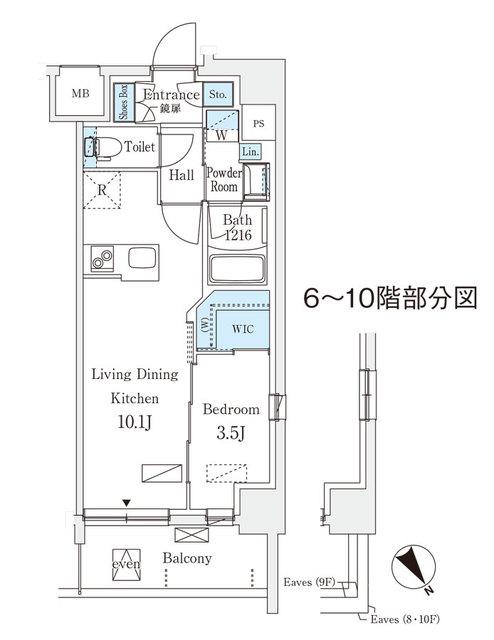 エル・セレーノ横浜(1LDK/4階)の間取り写真
