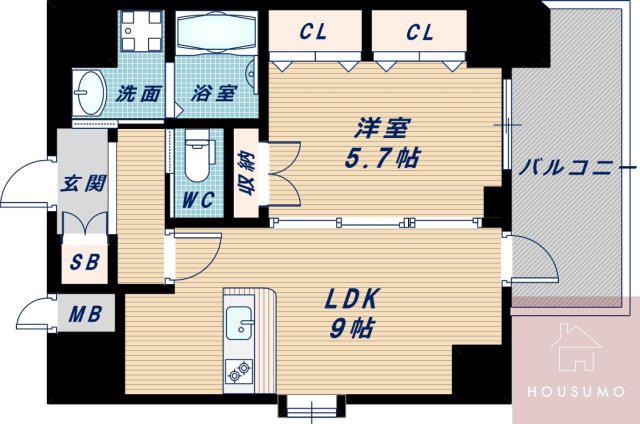 スプランディッド江坂駅前(1LDK/5階)の間取り写真