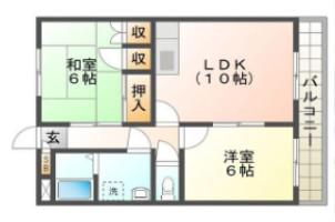 ヴィクトリアコート太子町(2LDK/1階)の間取り写真