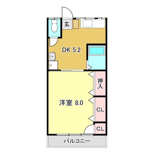 日の出マンション(1DK/2階)の間取り写真