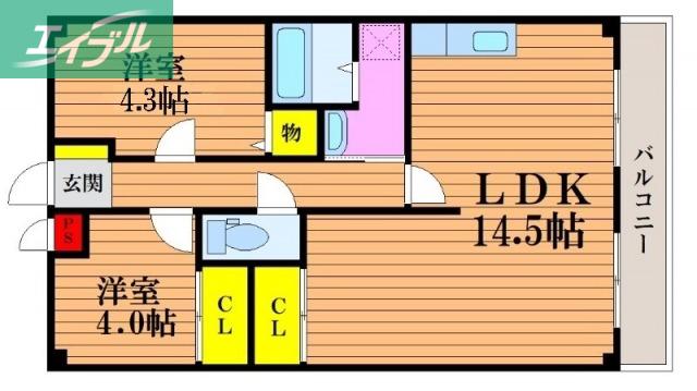 グランメゾン福成(2LDK/1階)の間取り写真