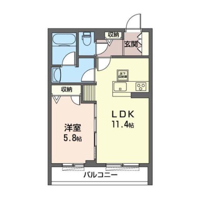 パークコート長津田壱番館(1LDK/1階)の間取り写真