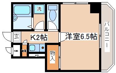 エスポワール三宮(1K/8階)の間取り写真