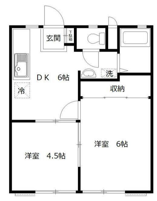 第五幸永ハイツ(2DK/1階)の間取り写真