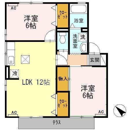 ララ守山(2LDK/1階)の間取り写真