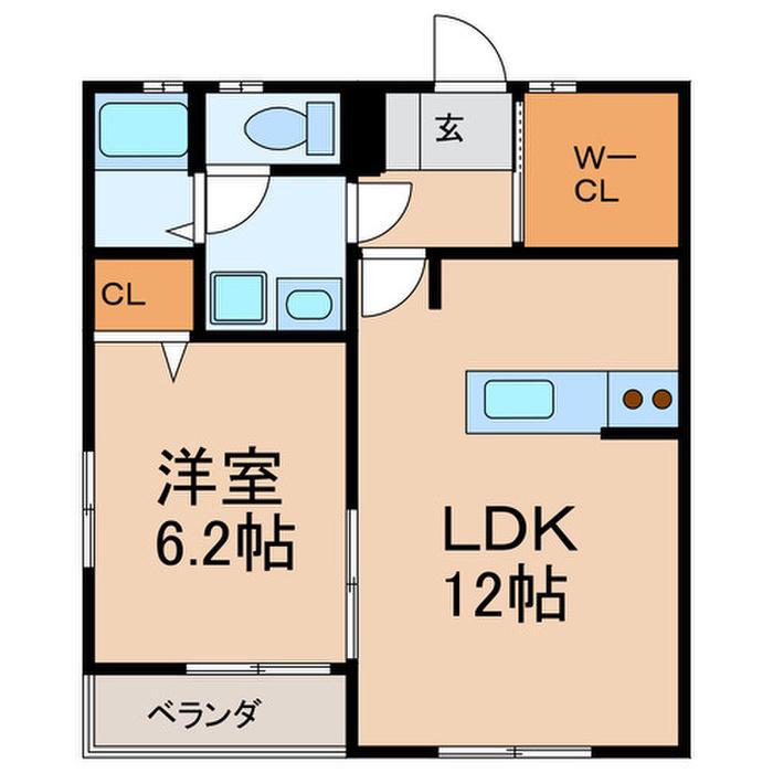 イーストチェリー(1LDK/2階)の間取り写真