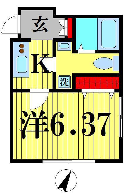 B`CASA おおさかえ公園(1K/2階)の間取り写真