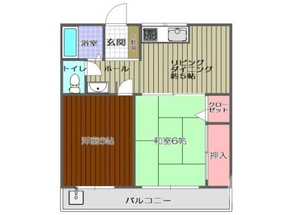 美原北野マンション(2DK/3階)の間取り写真