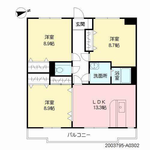 K&M京塚ハイツ(3LDK/3階)の間取り写真