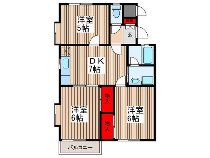グランドメゾンシブヤ1号棟(3DK/1階)の間取り写真