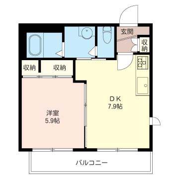 コンフォール祐天寺A(1DK/2階)の間取り写真