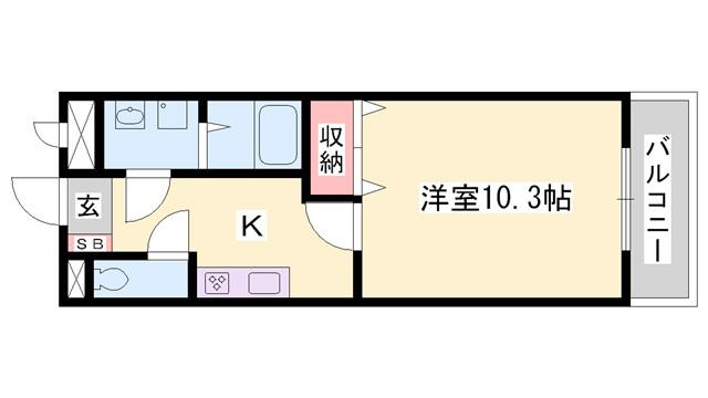 プランドールA(1K/1階)の間取り写真