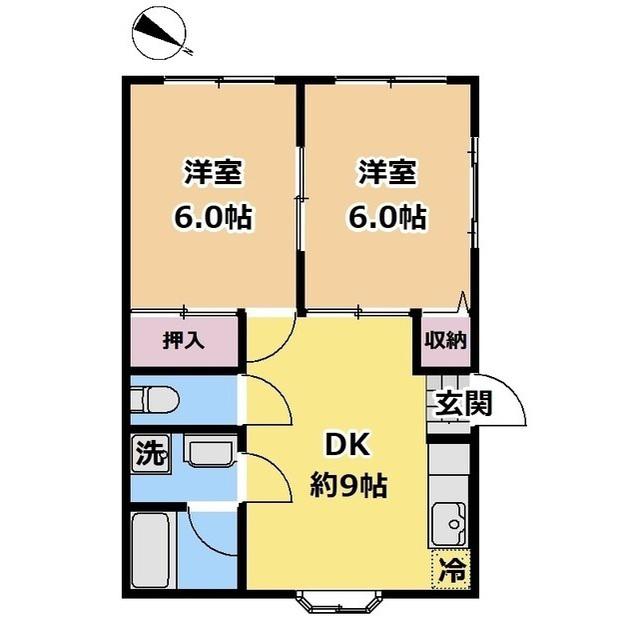 マメゾン(2DK/1階)の間取り写真