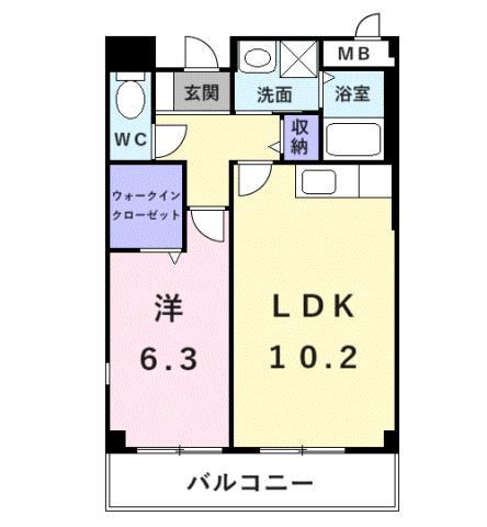 メルベーユフジワラII(1LDK/2階)の間取り写真