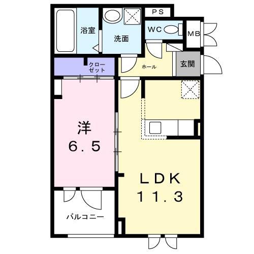 キャスロック北花田(1LDK/3階)の間取り写真