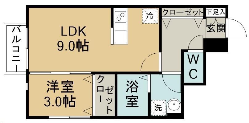 ピュアランド岩切(1LDK/1階)の間取り写真