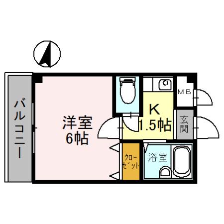 赤畑ハイツ(1K/3階)の間取り写真