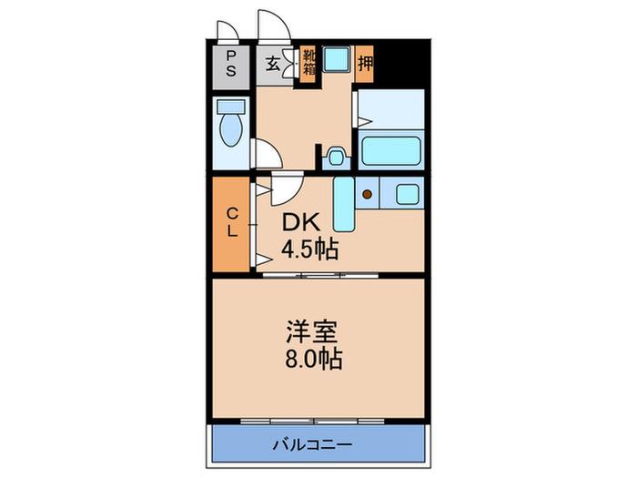 カーサスペリオーレI(1DK/3階)の間取り写真