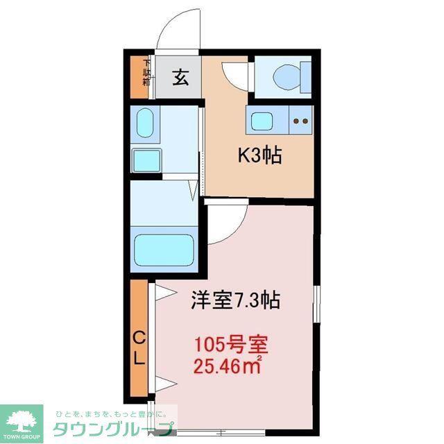 ノースパーク千葉(1K/1階)の間取り写真
