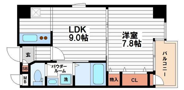 クレセル真田山(1LDK/2階)の間取り写真