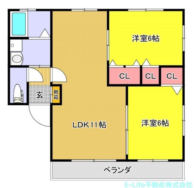 ファインコートII(2LDK/1階)の間取り写真