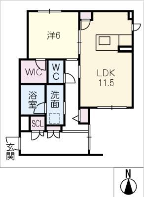 ヴィヴァンテール(1LDK/1階)の間取り写真