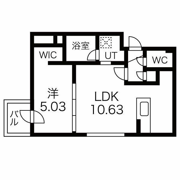 ソルフロー(1LDK/2階)の間取り写真