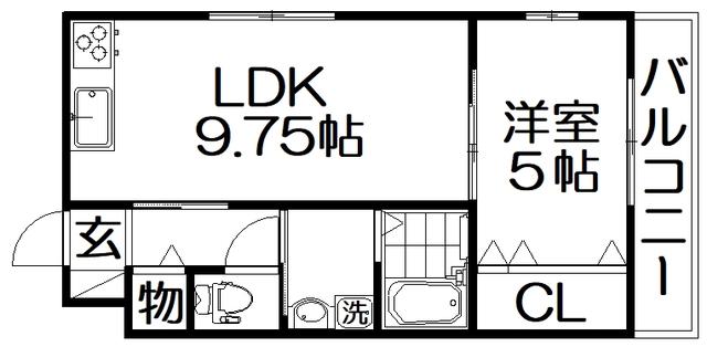 グランシャリオ招堤I(1LDK/3階)の間取り写真