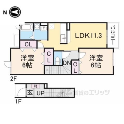 ベル ファミーユ1 3番館(2LDK/2階)の間取り写真