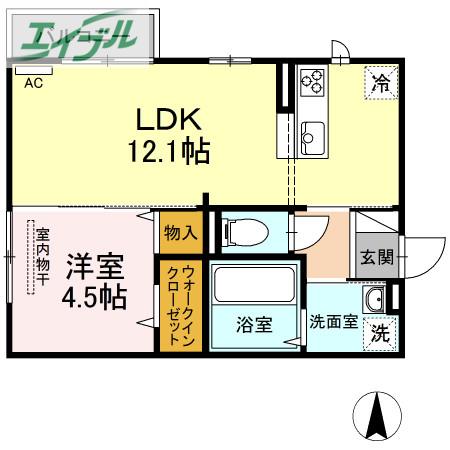 パレンティーア(1LDK/2階)の間取り写真