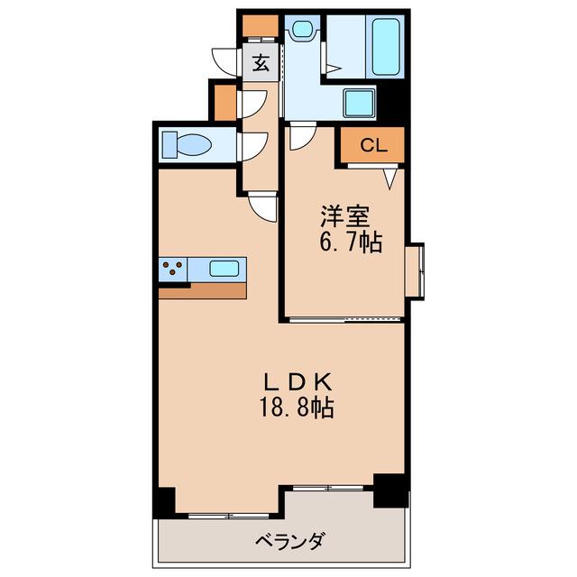 ヴィアーレ・ジュエリー(1LDK/6階)の間取り写真